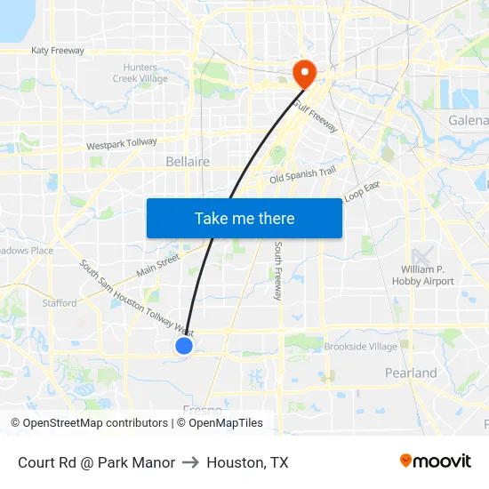 Court Rd @ Park Manor to Houston, TX map