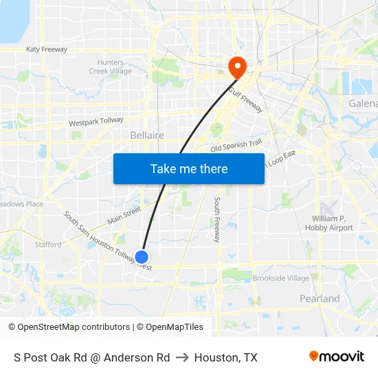 S Post Oak Rd @ Anderson Rd to Houston, TX map