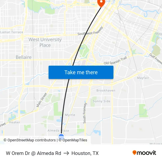 W Orem Dr @ Almeda Rd to Houston, TX map