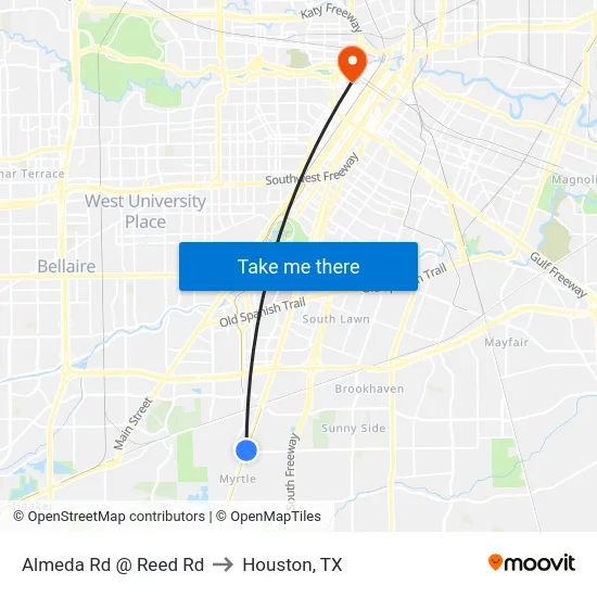 Almeda Rd @ Reed Rd to Houston, TX map