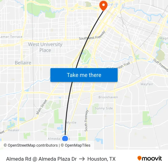 Almeda Rd @ Almeda Plaza Dr to Houston, TX map