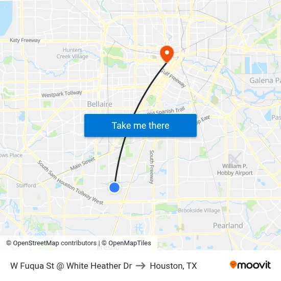 W Fuqua St @ White Heather Dr to Houston, TX map