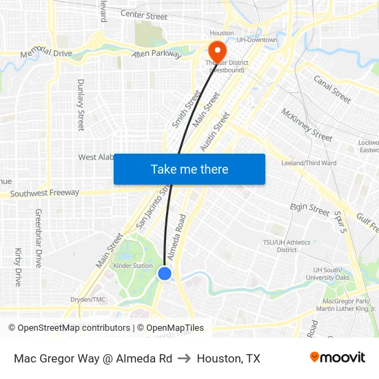 Mac Gregor Way @ Almeda Rd to Houston, TX map