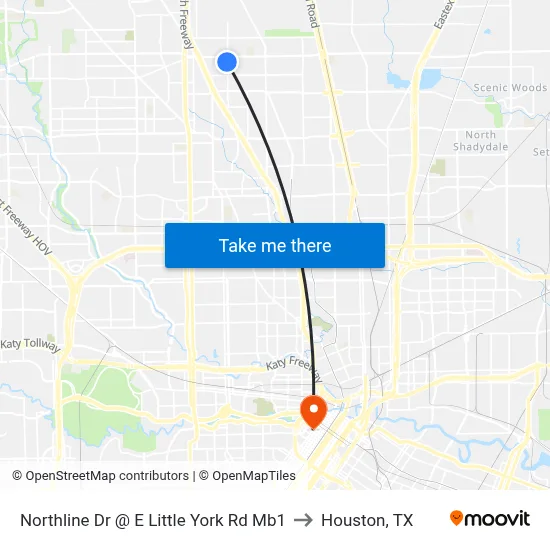 Northline Dr @ E Little York Rd Mb1 to Houston, TX map