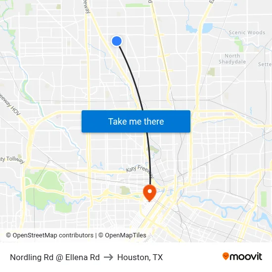 Nordling Rd @ Ellena Rd to Houston, TX map