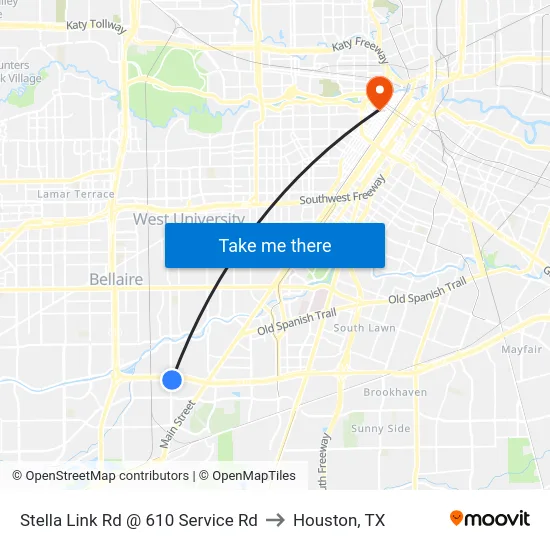 Stella Link Rd @ 610 Service Rd to Houston, TX map