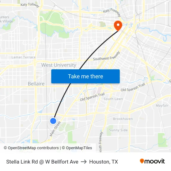 Stella Link Rd @ W Bellfort Ave to Houston, TX map