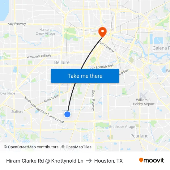 Hiram Clarke Rd @ Knottynold Ln to Houston, TX map
