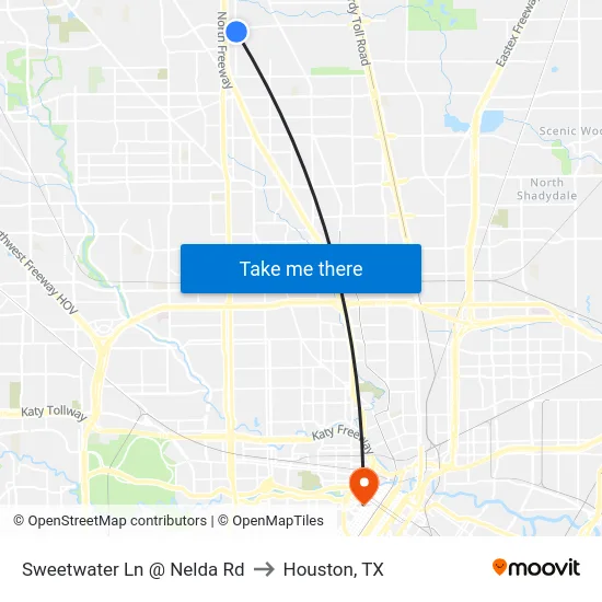 Sweetwater Ln @ Nelda Rd to Houston, TX map