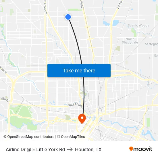 Airline Dr @ E Little York Rd to Houston, TX map