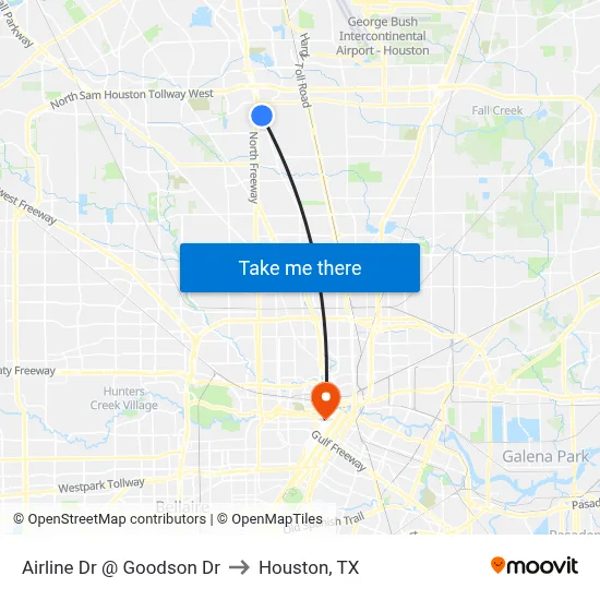 Airline Dr @ Goodson Dr to Houston, TX map