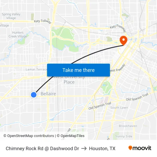 Chimney Rock Rd @ Dashwood Dr to Houston, TX map