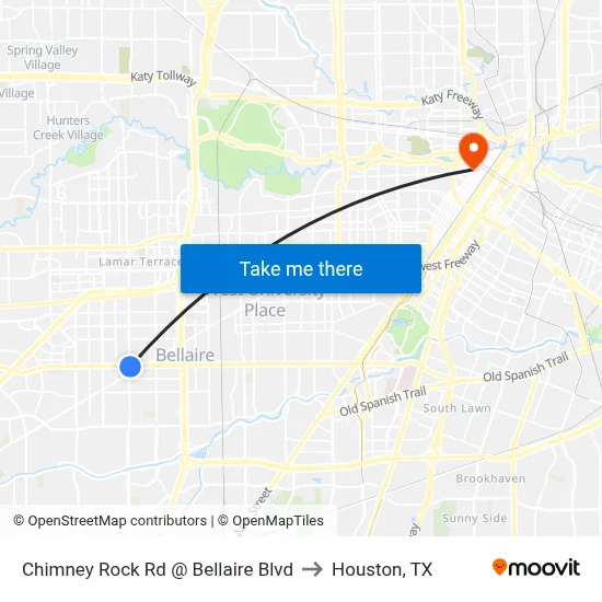 Chimney Rock Rd @ Bellaire Blvd to Houston, TX map
