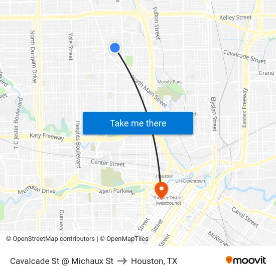 Cavalcade St @ Michaux St to Houston, TX map