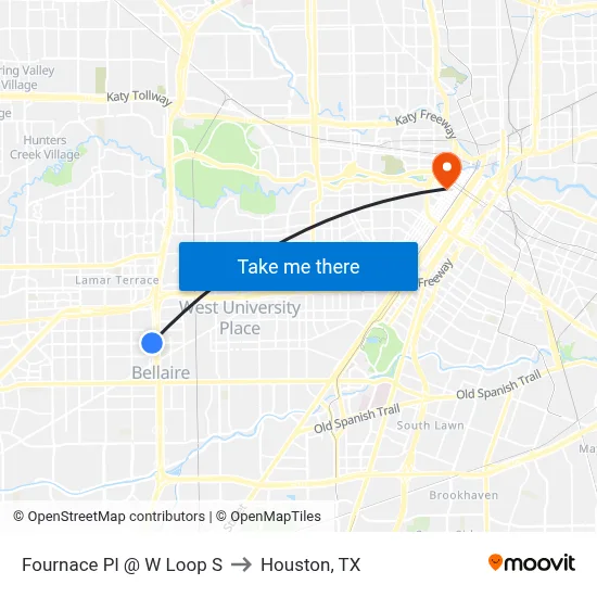 Fournace Pl @ W Loop S to Houston, TX map