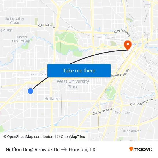 Gulfton Dr @ Renwick Dr to Houston, TX map