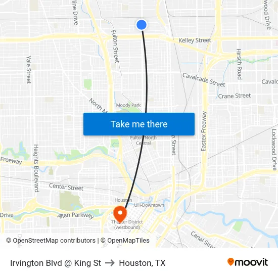 Irvington Blvd @ King St to Houston, TX map