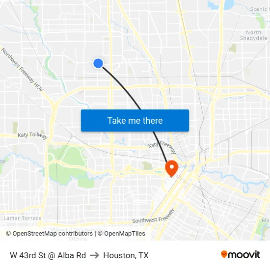 W 43rd St @ Alba Rd to Houston, TX map