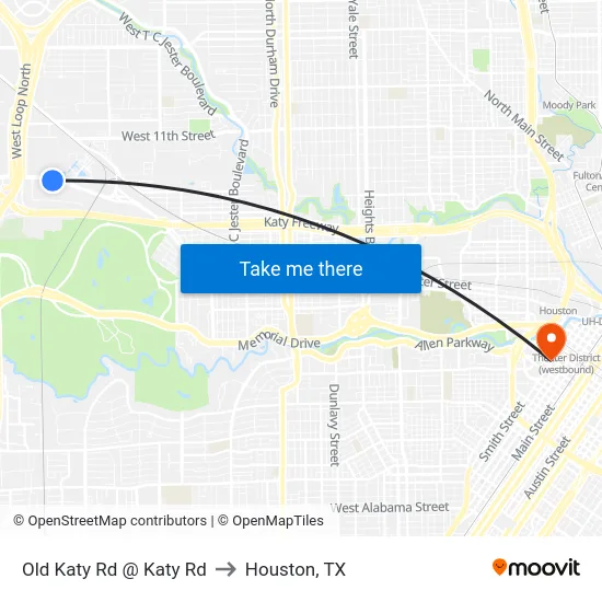Old Katy Rd @ Katy Rd to Houston, TX map