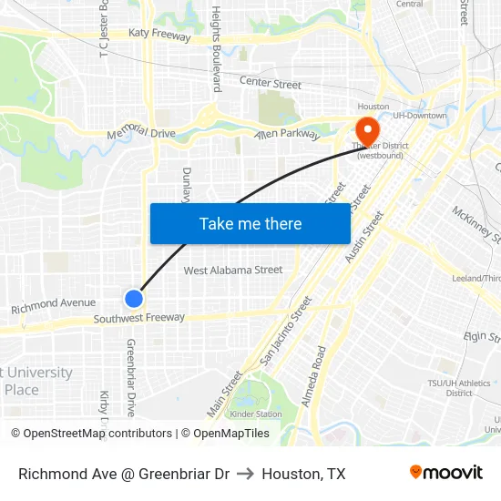 Richmond Ave @ Greenbriar Dr to Houston, TX map
