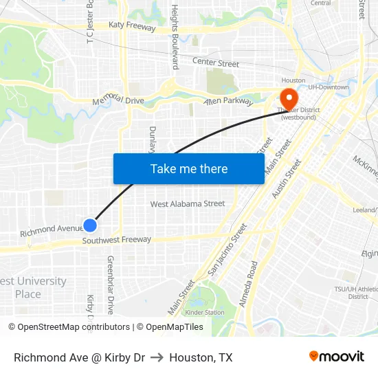 Richmond Ave @ Kirby Dr to Houston, TX map