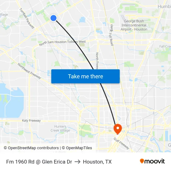 Fm 1960 Rd @ Glen Erica Dr to Houston, TX map