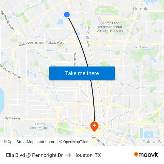 Ella Blvd @ Pennbright Dr to Houston, TX map