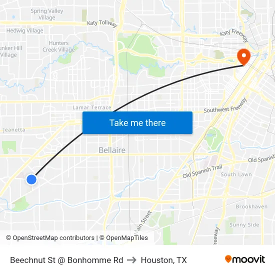 Beechnut St @ Bonhomme Rd to Houston, TX map
