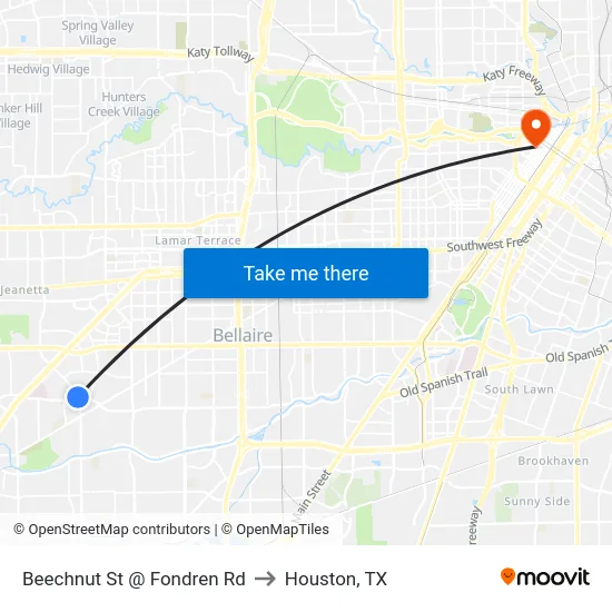 Beechnut St @ Fondren Rd to Houston, TX map