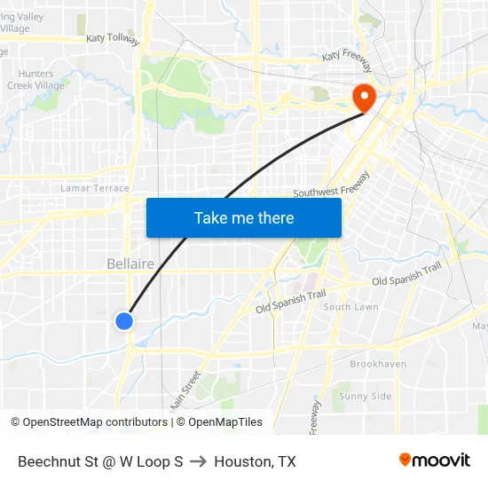 Beechnut St @ W Loop S to Houston, TX map