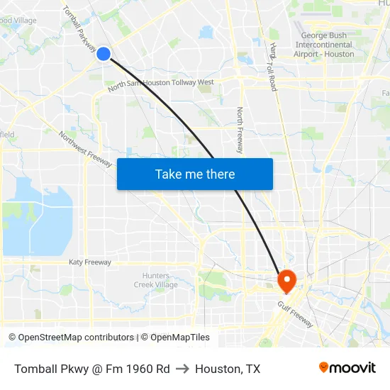 Tomball Pkwy @ Fm 1960 Rd to Houston, TX map