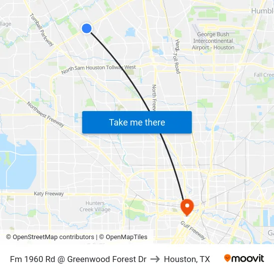 Fm 1960 Rd @ Greenwood Forest Dr to Houston, TX map