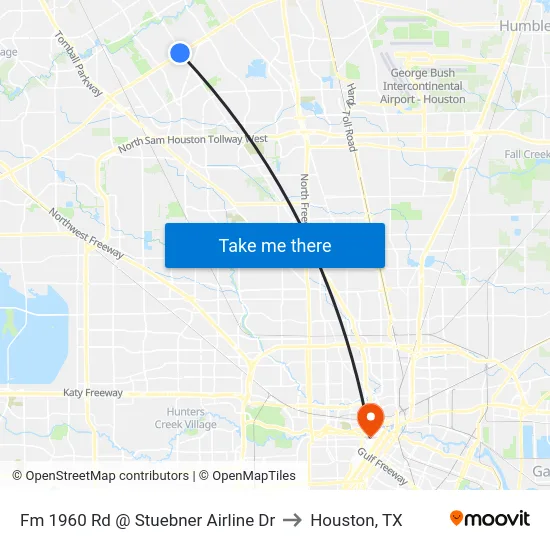 Fm 1960 Rd @ Stuebner Airline Dr to Houston, TX map