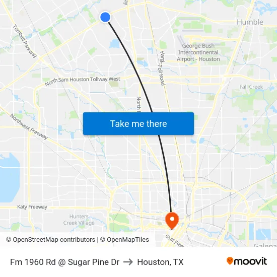 Fm 1960 Rd @ Sugar Pine Dr to Houston, TX map