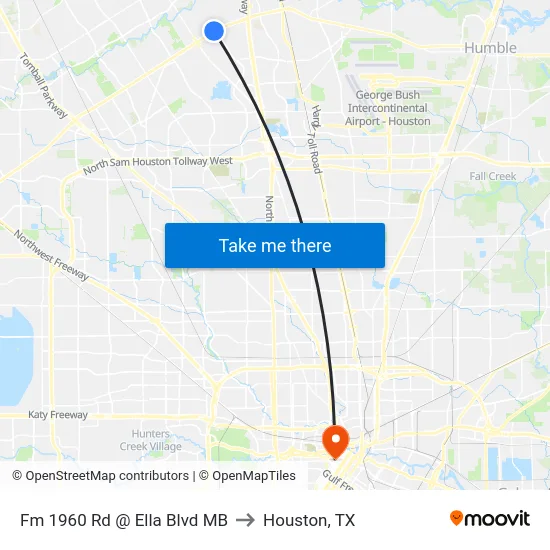 Fm 1960 Rd @ Ella Blvd MB to Houston, TX map