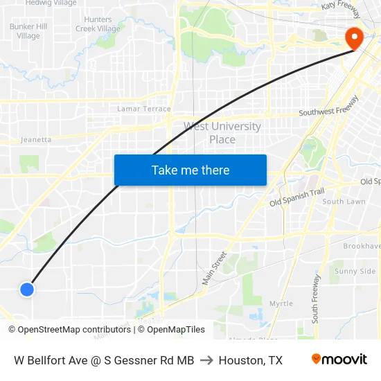 W Bellfort Ave @ S Gessner Rd MB to Houston, TX map
