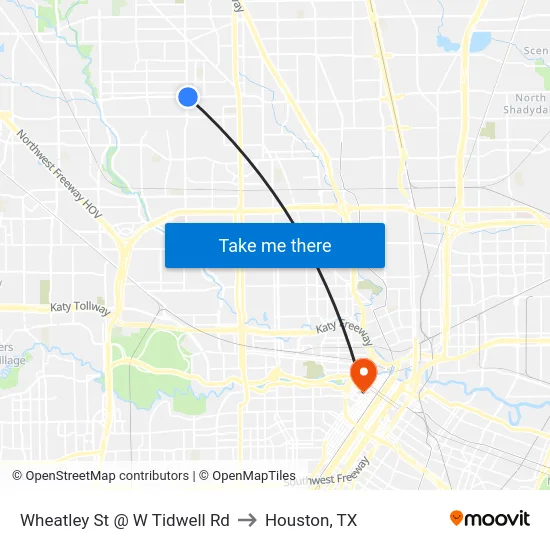Wheatley St @ W Tidwell Rd to Houston, TX map