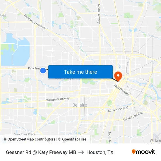 Gessner Rd @ Katy Freeway MB to Houston, TX map