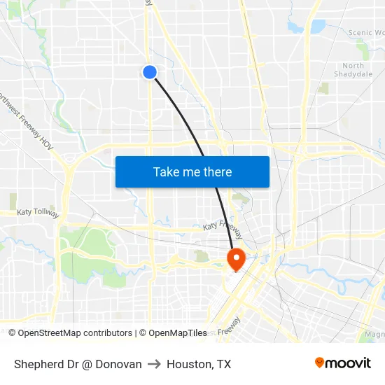 Shepherd Dr @ Donovan to Houston, TX map