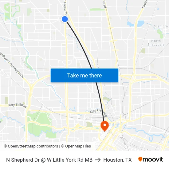N Shepherd Dr @ W Little York Rd MB to Houston, TX map