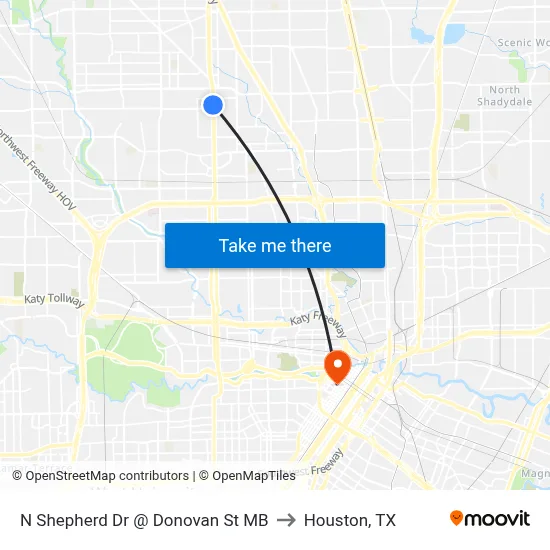 N Shepherd Dr @ Donovan St MB to Houston, TX map