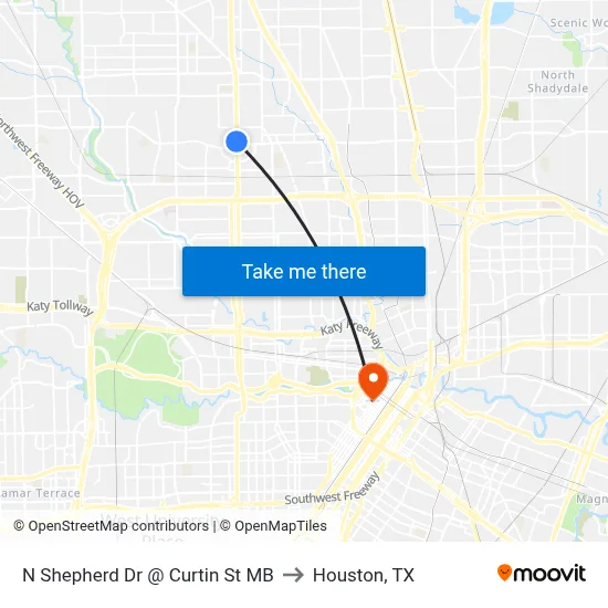 N Shepherd Dr @ Curtin St MB to Houston, TX map