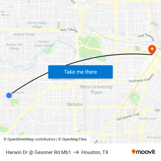 Harwin Dr @ Gessner Rd Mb1 to Houston, TX map