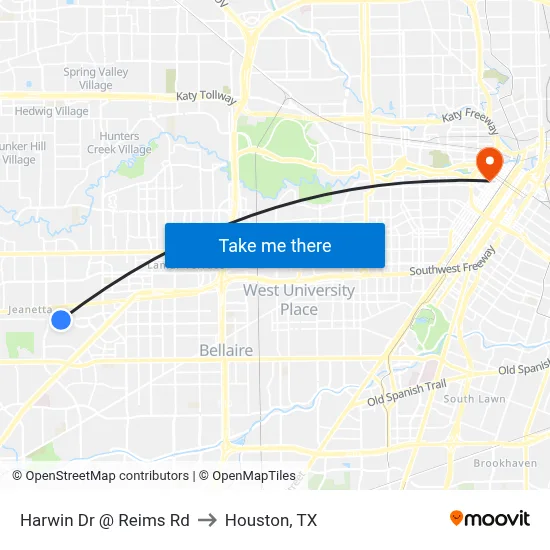 Harwin Dr @ Reims Rd to Houston, TX map