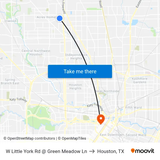 W Little York Rd @ Green Meadow Ln to Houston, TX map