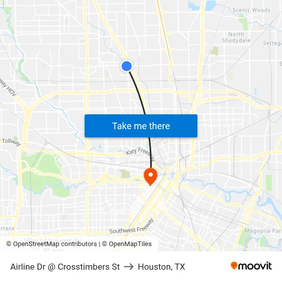 Airline Dr @ Crosstimbers St to Houston, TX map