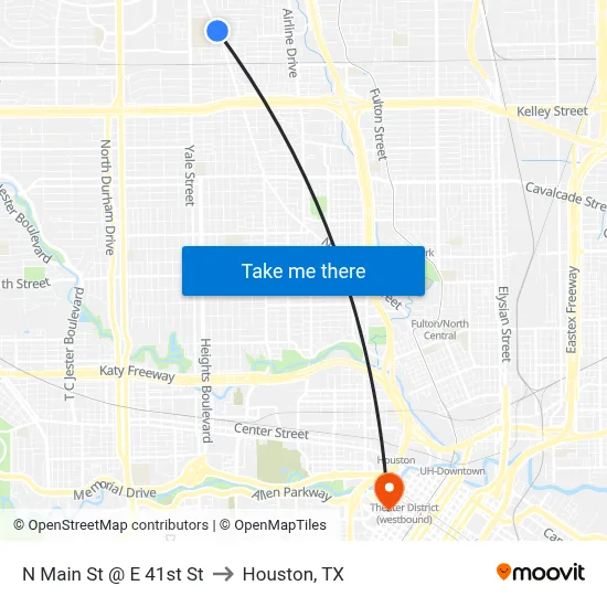 N Main St @ E 41st St to Houston, TX map