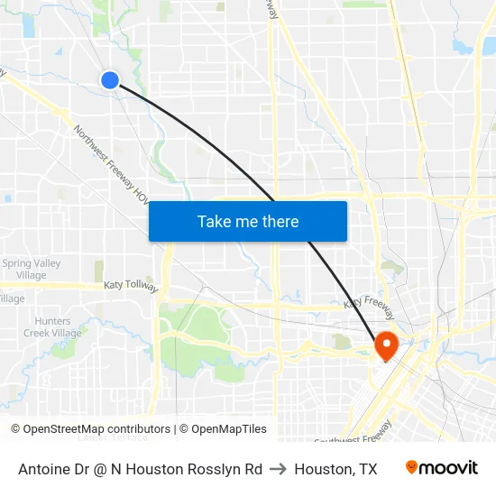 Antoine Dr @ N Houston Rosslyn Rd to Houston, TX map