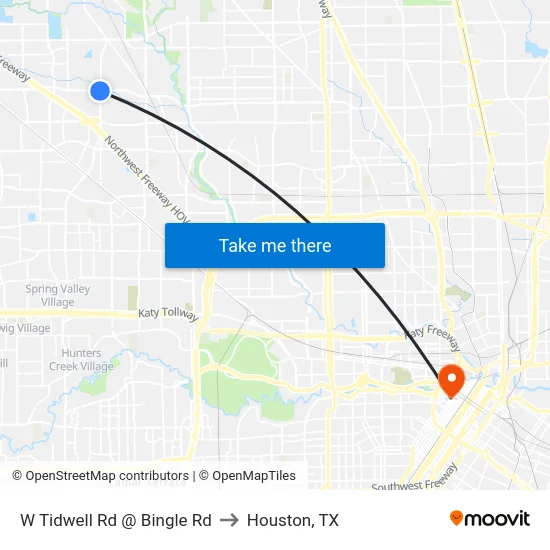 W Tidwell Rd @ Bingle Rd to Houston, TX map