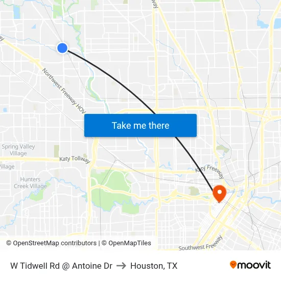 W Tidwell Rd @ Antoine Dr to Houston, TX map